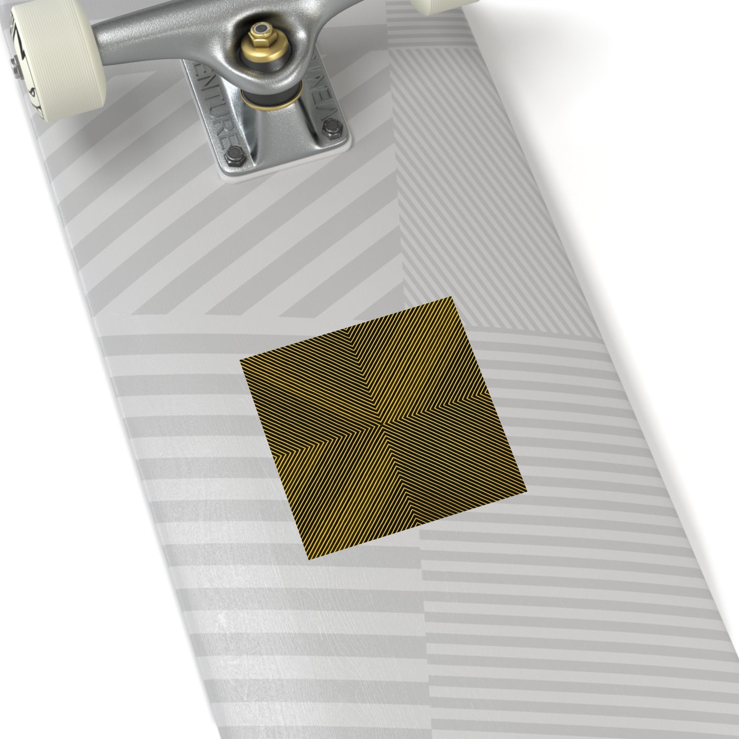 Gold Optical Illusion Square Sticker — Geometric Striped Decal for Laptops, Water Bottles & Decor