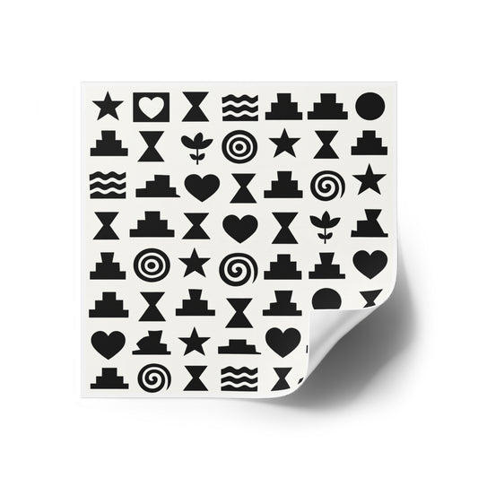 Black & White Geometric Icon Square Sticker — Indoor/Outdoor Durable Decal