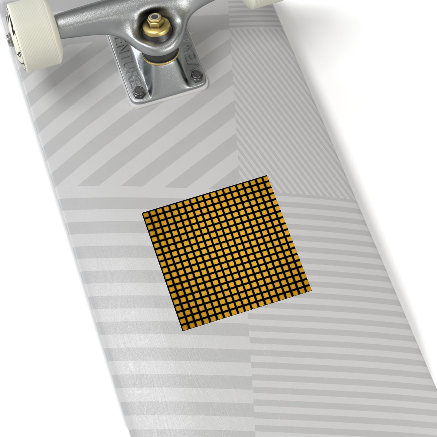 Square Sticker — Black Grid on Gold Pattern (Indoor/Outdoor)