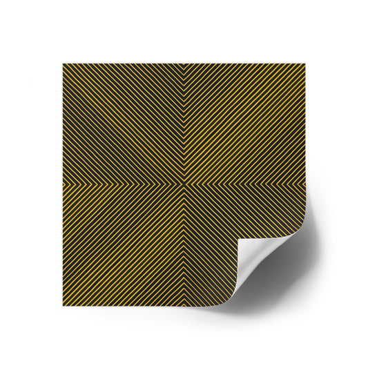 Gold Optical Illusion Square Sticker — Geometric Striped Decal for Laptops, Water Bottles & Decor