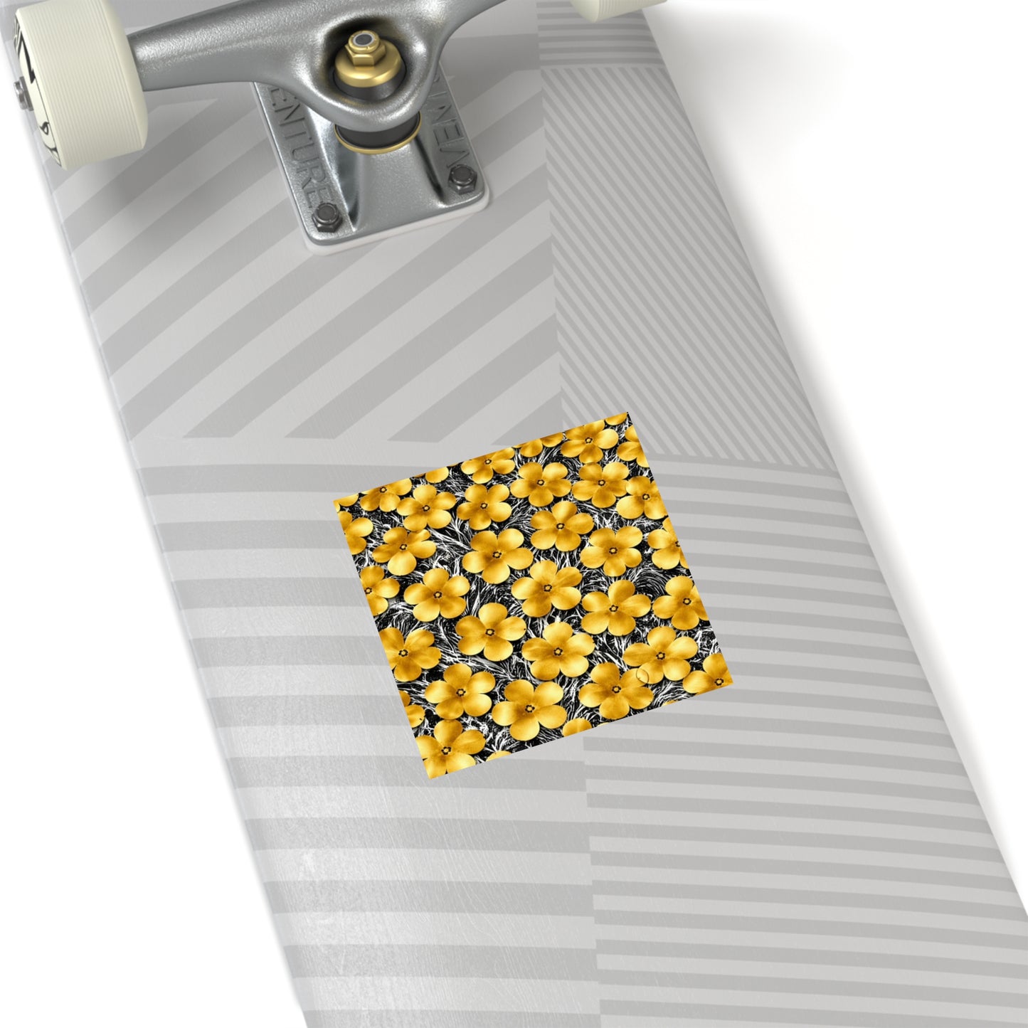 Floral Gold Blossoms Square Sticker — Waterproof Indoor/Outdoor Floral Decal