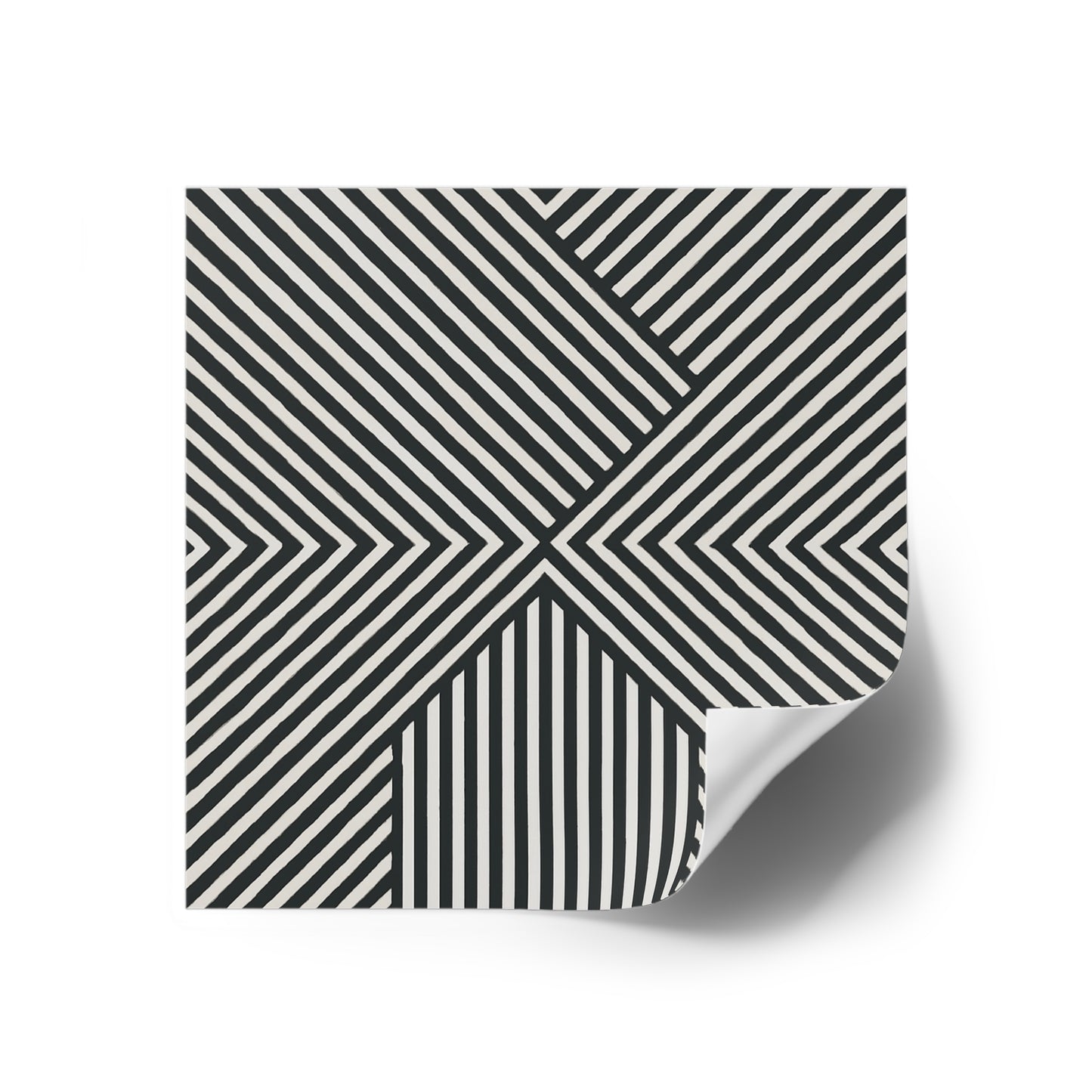 Geometric Black & White Stripe Square Stickers — Optical Illusion Pattern (Indoor/Outdoor)