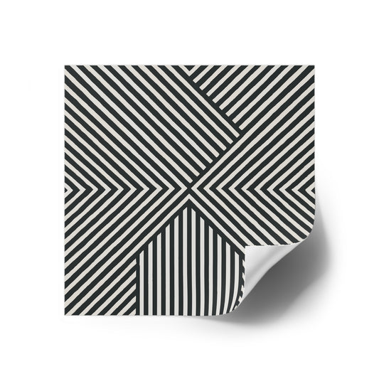 Geometric Black & White Stripe Square Stickers — Optical Illusion Pattern (Indoor/Outdoor)