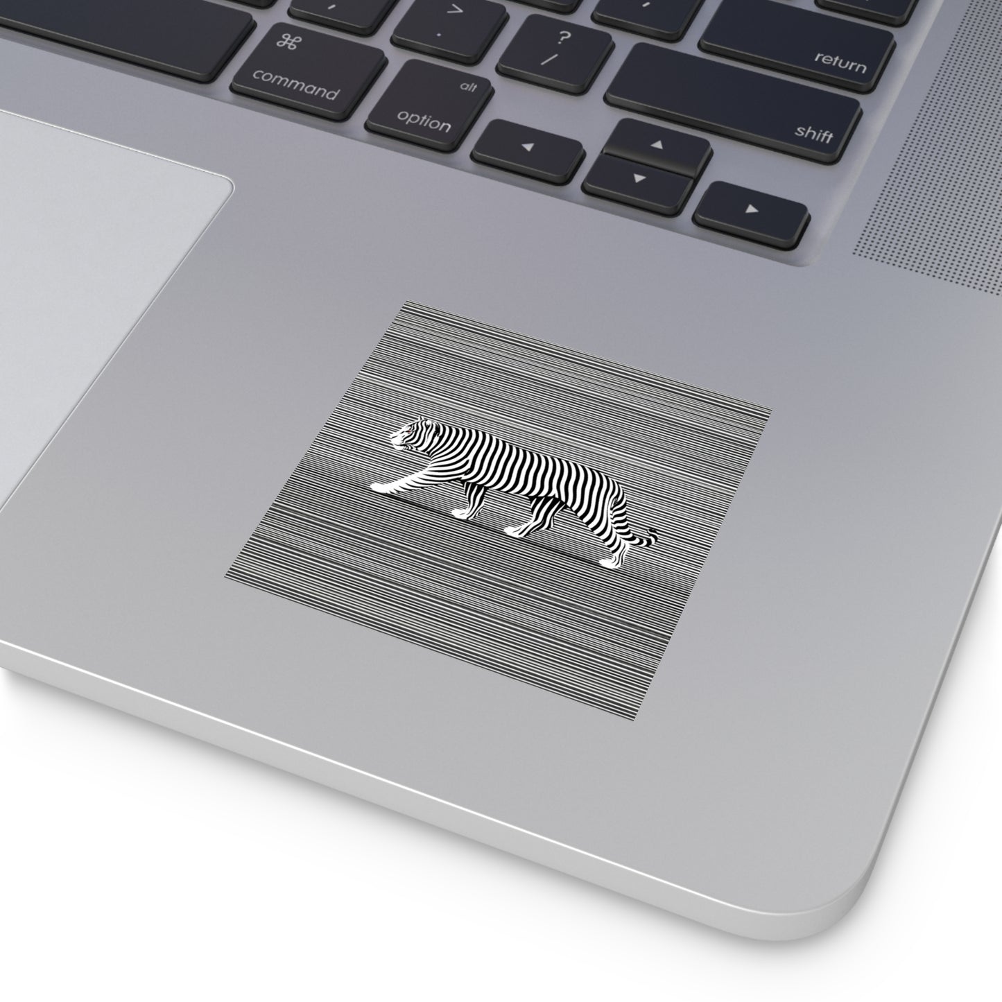 Optical Tiger Square Sticker — Black & White Striped Illusion Sticker (Indoor/Outdoor)