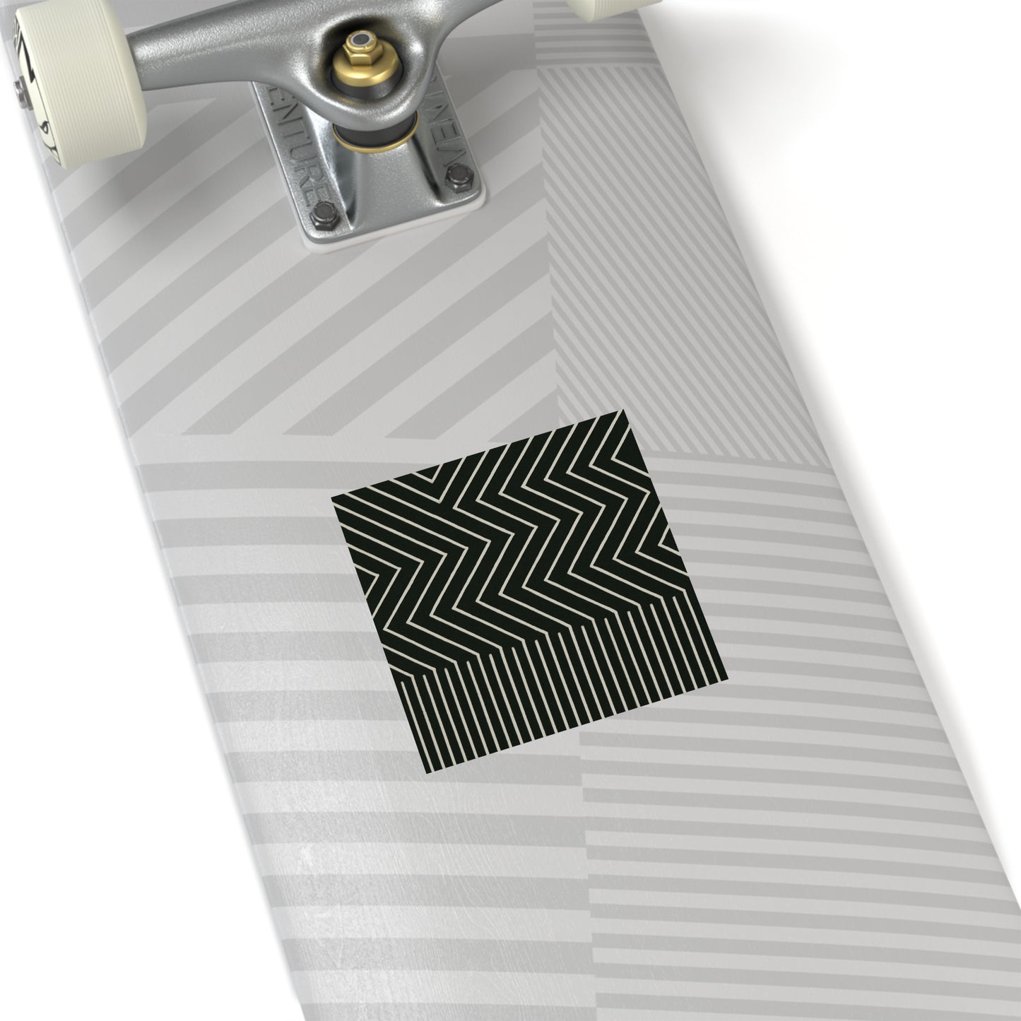 Geometric Chevron Square Sticker — Black & Ivory Modern Pattern (Indoor/Outdoor)