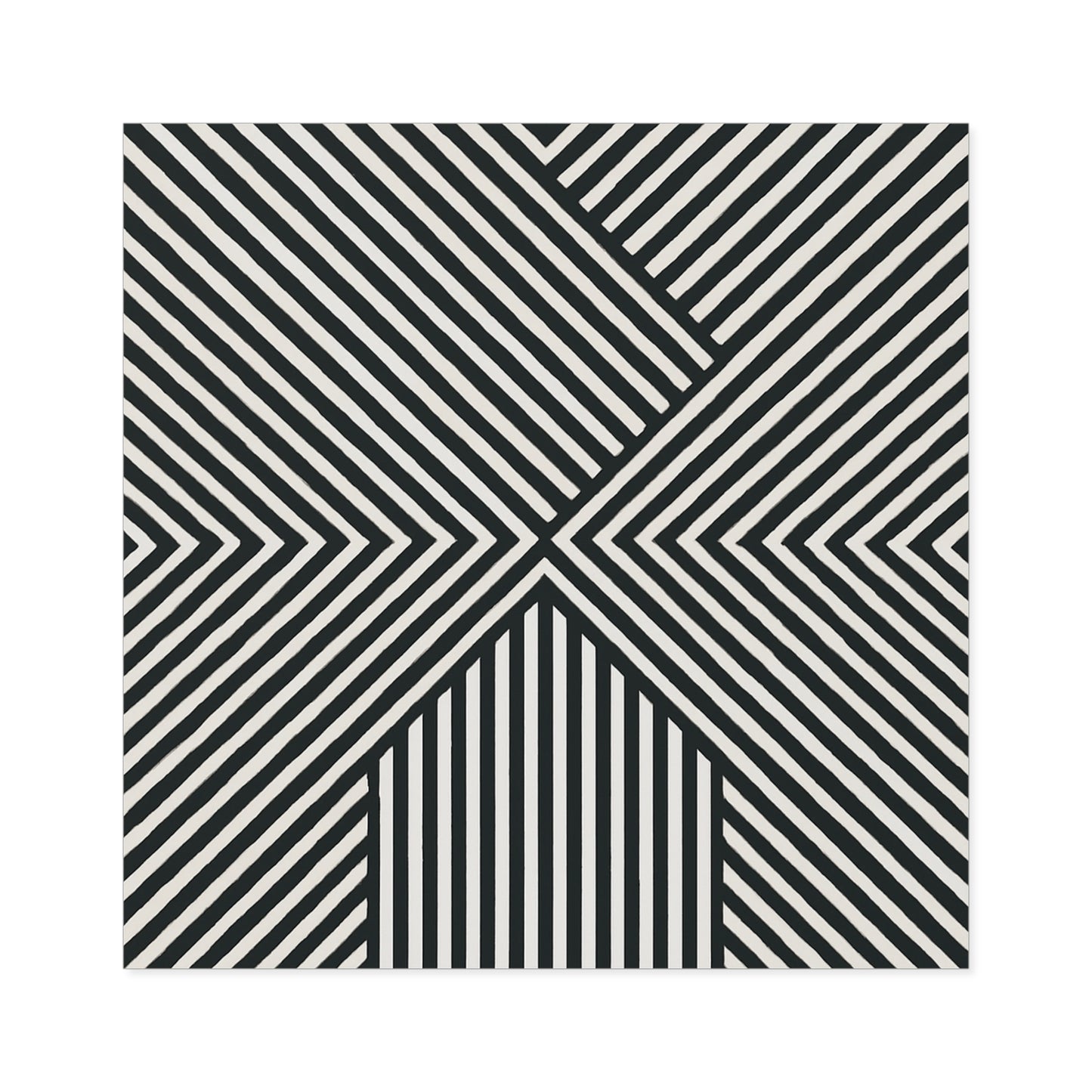 Geometric Black & White Stripe Square Stickers — Optical Illusion Pattern (Indoor/Outdoor)