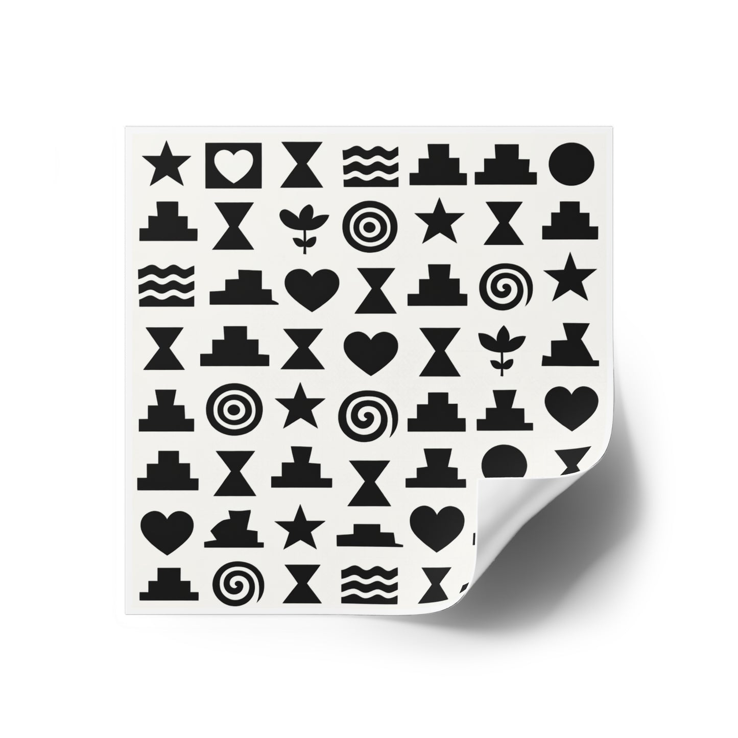 Black & White Geometric Icon Square Sticker — Indoor/Outdoor Durable Decal