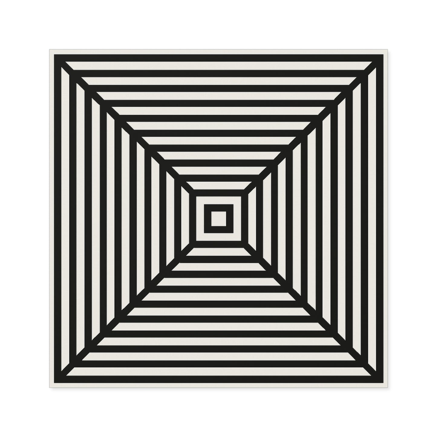 Optical Illusion Square Sticker — Black & White Concentric Lines (Indoor/Outdoor)