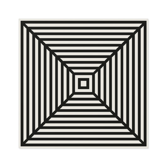 Optical Illusion Square Sticker — Black & White Concentric Lines (Indoor/Outdoor)