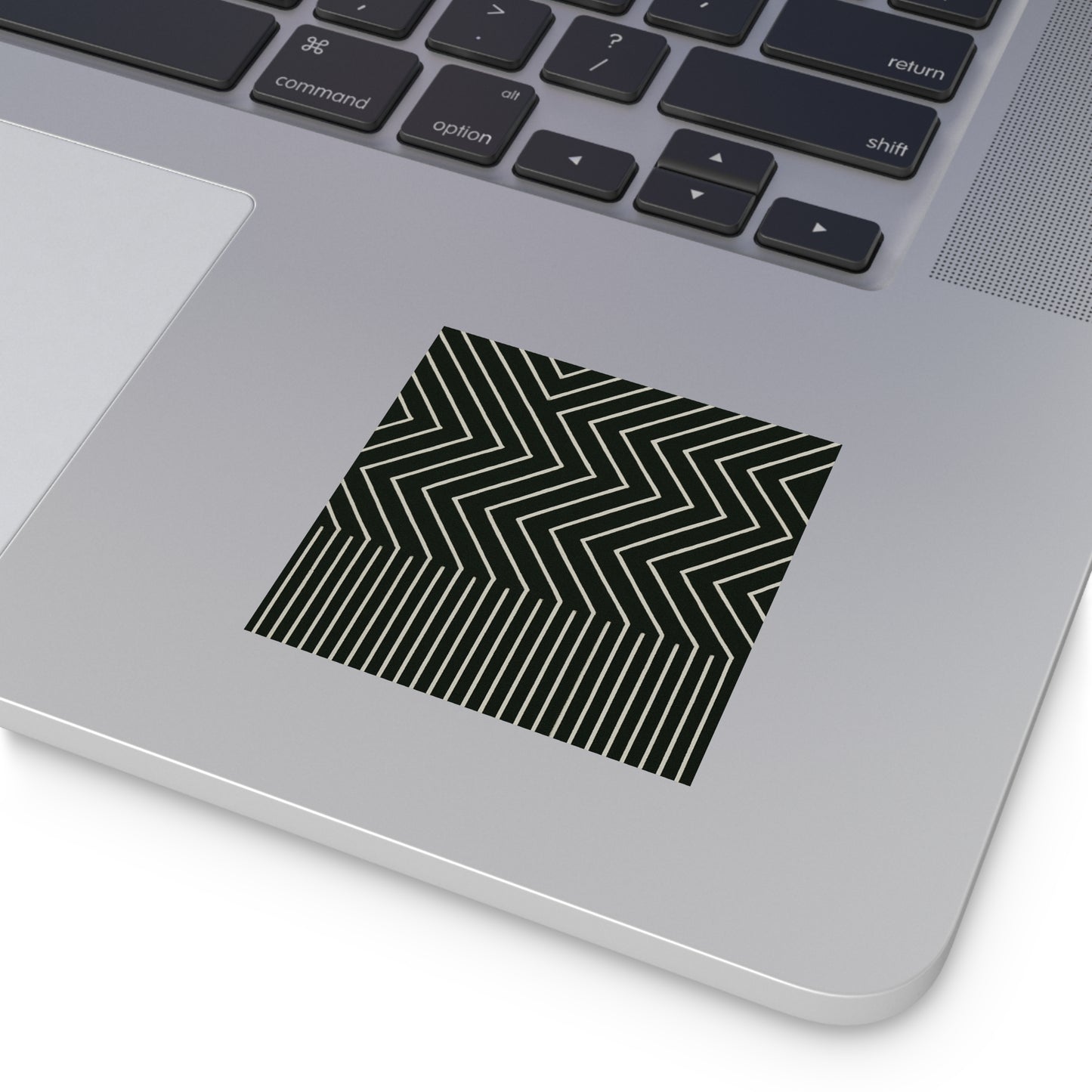 Geometric Chevron Square Sticker — Black & Ivory Modern Pattern (Indoor/Outdoor)