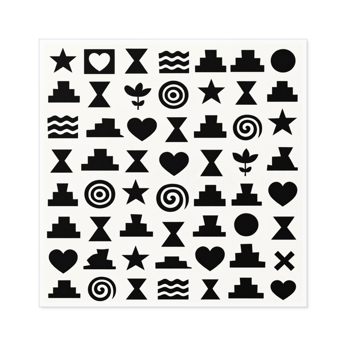 Black & White Geometric Icon Square Sticker — Indoor/Outdoor Durable Decal