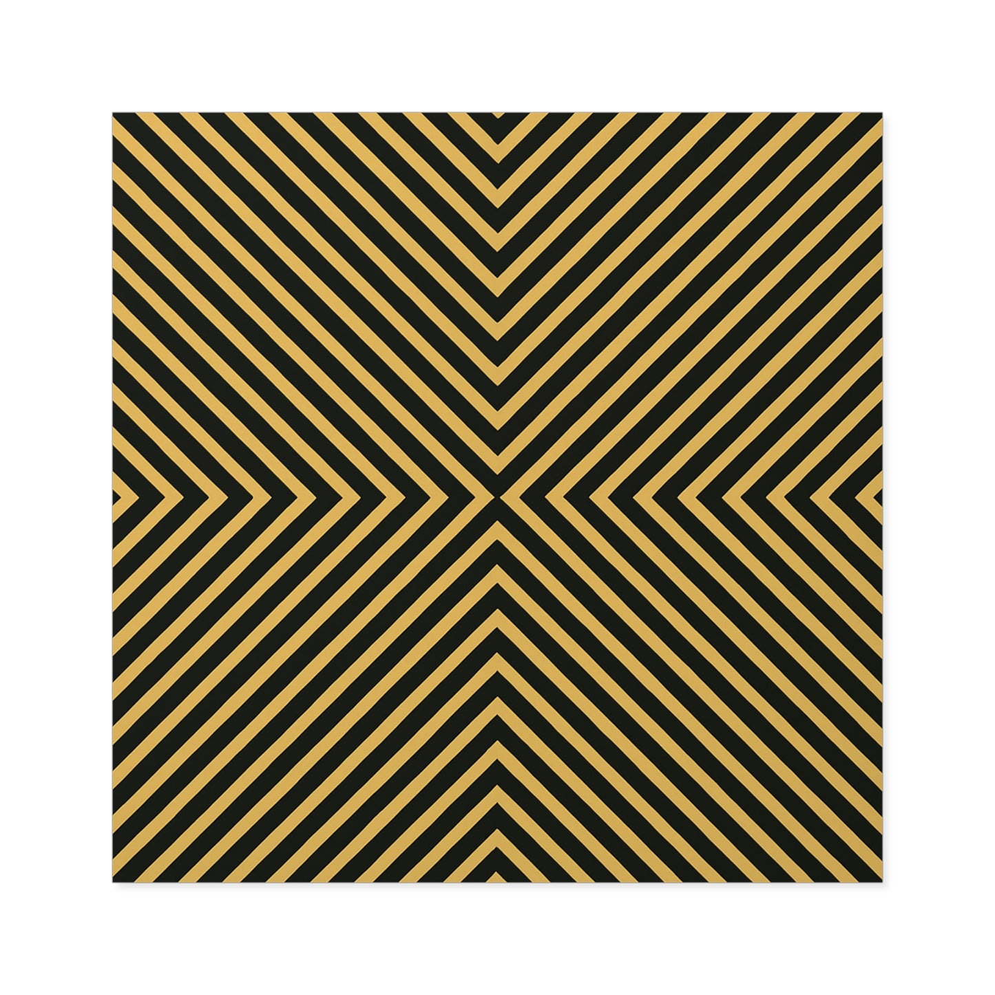 Gold & Black Optical Stripe Square Sticker — Geometric Pattern Indoor/Outdoor Decal