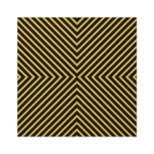 Gold & Black Optical Stripe Square Sticker — Geometric Pattern Indoor/Outdoor Decal