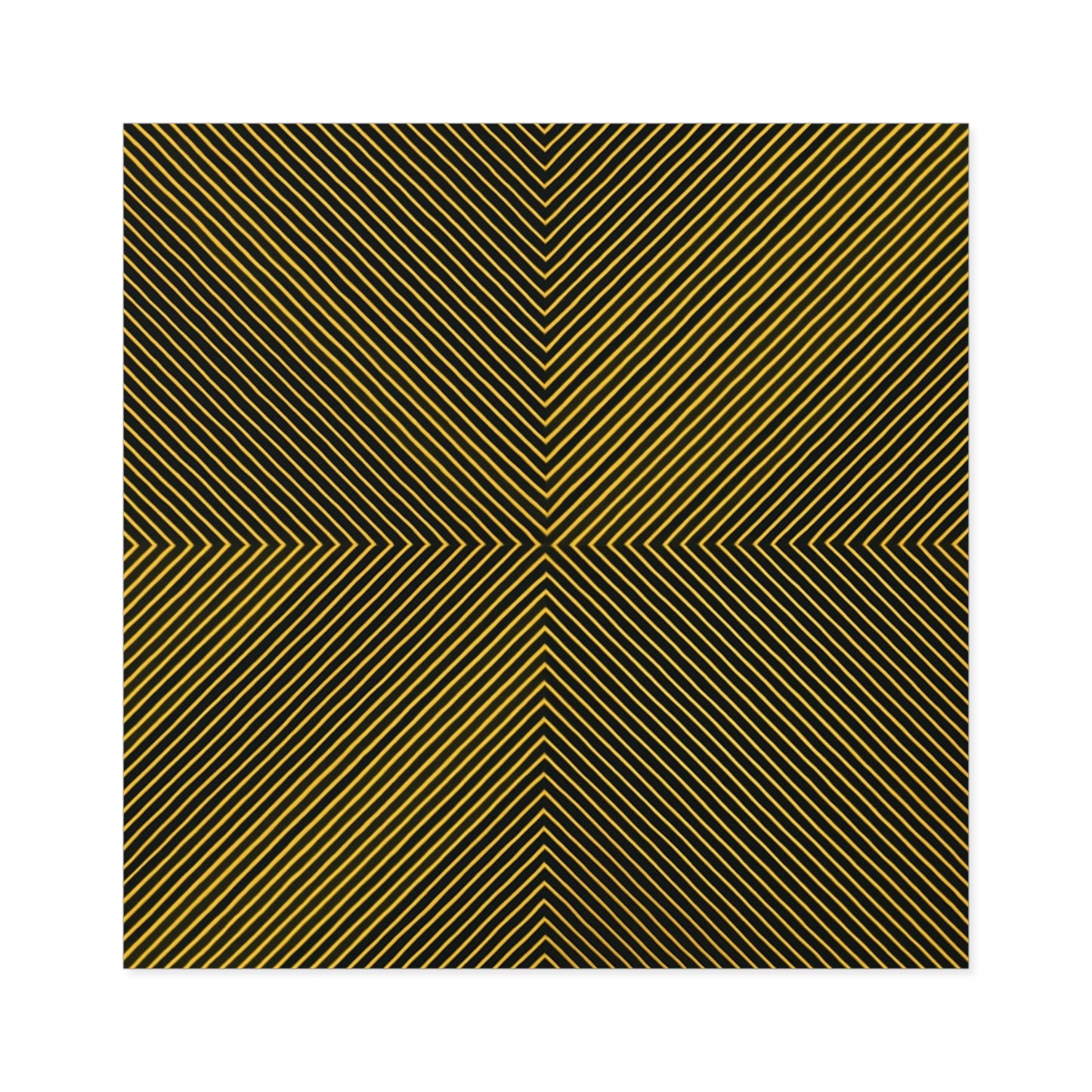 Gold Optical Illusion Square Sticker — Geometric Striped Decal for Laptops, Water Bottles & Decor
