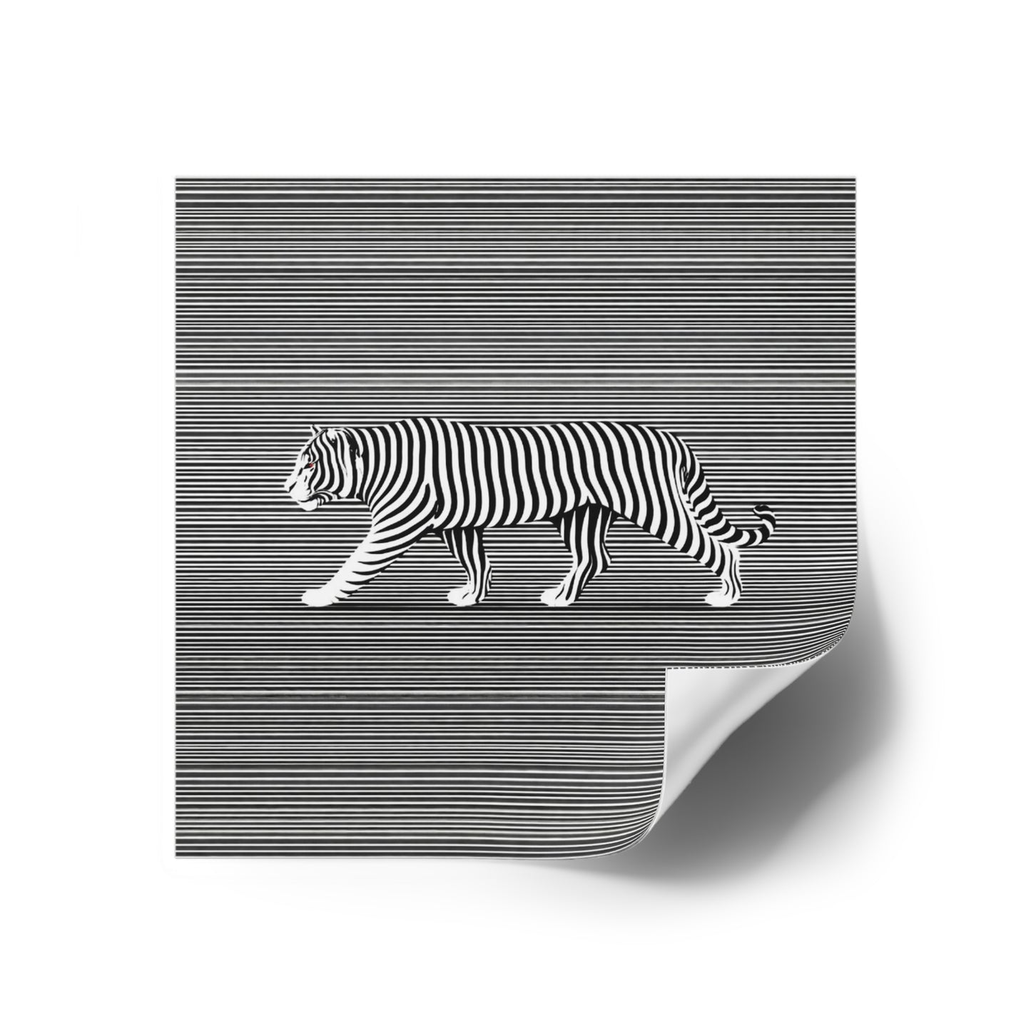 Optical Tiger Square Sticker — Black & White Striped Illusion Sticker (Indoor/Outdoor)