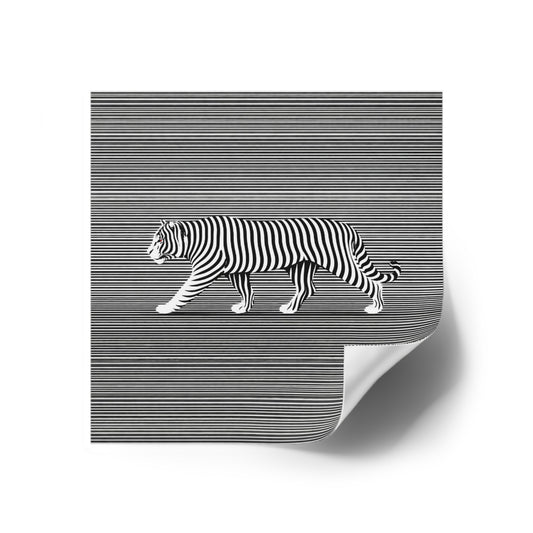 Optical Tiger Square Sticker — Black & White Striped Illusion Sticker (Indoor/Outdoor)